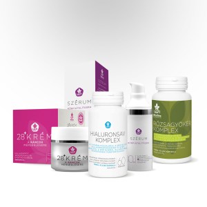 ÖREGEDÉSMINIMALIZÁLÓ CSOMAG - KOMPLEX MEGOLDÁS HYALURONSAVAS ARCKRÉM ÉS ÉTRENDKIEGÉSZÍTŐK SEGÍTSÉGÉVEL