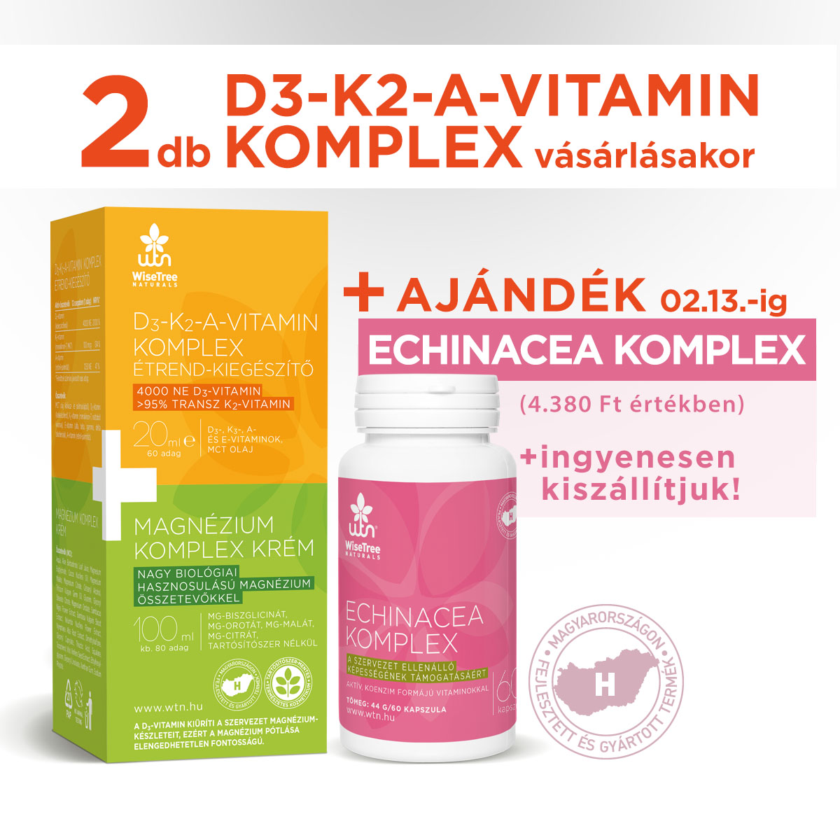 WTN D3- K2- A-vitamin komplex csepp - Magnézium komplex krém
